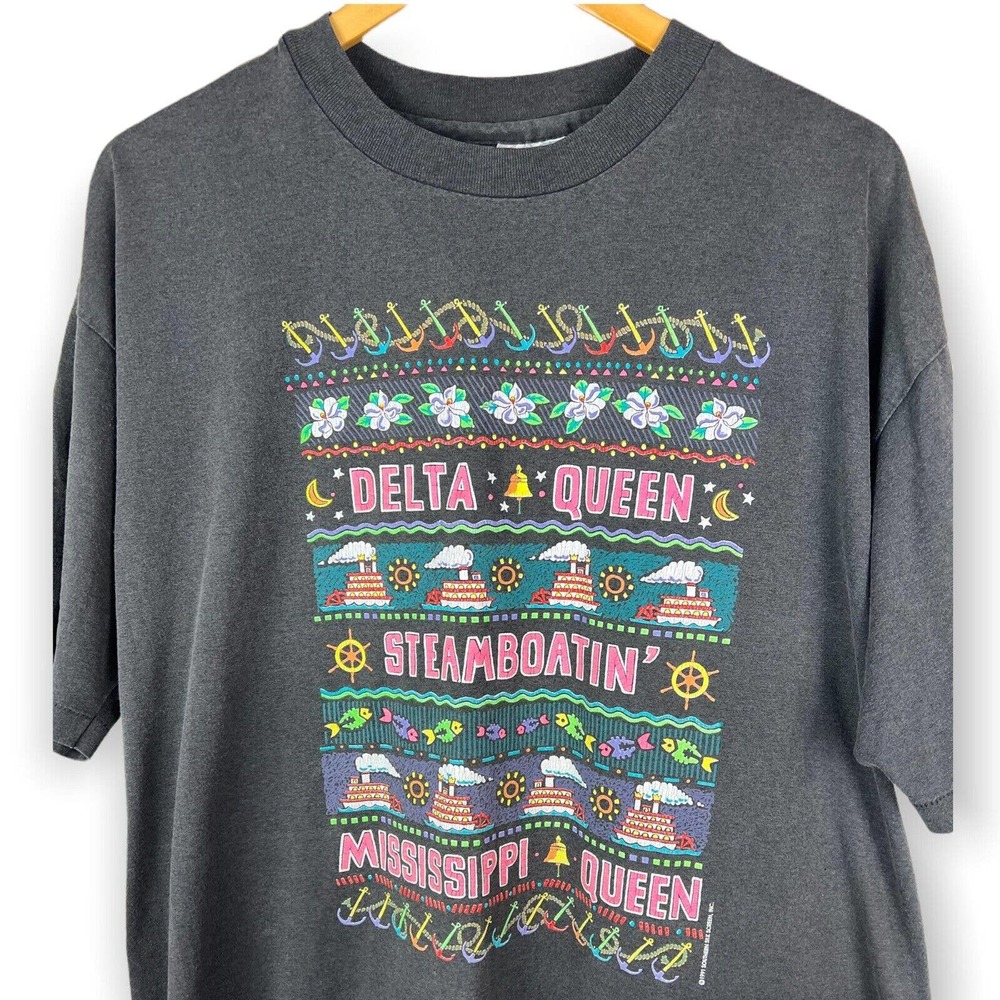 1991 Hanes XXL Fifty-Fifty T-Shirt Delta Queen Steamboatin' MS Queen Graphic Tee